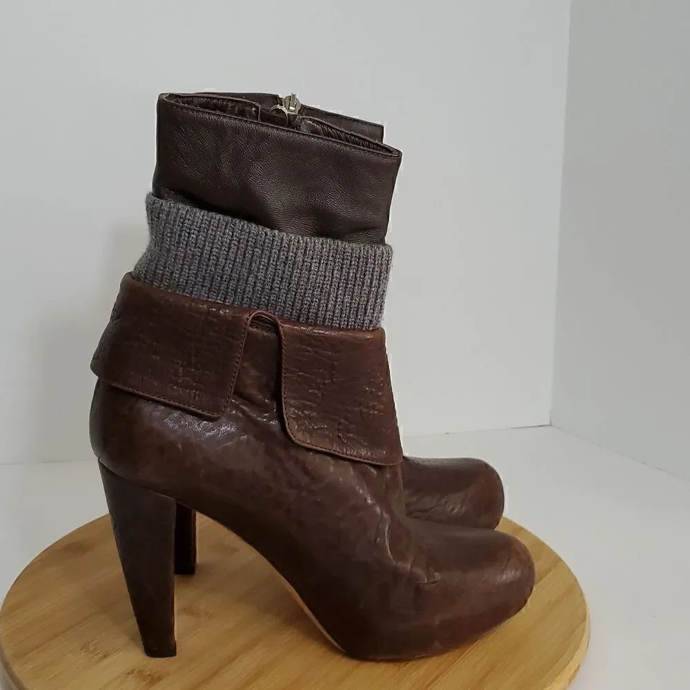Loeffler Randall Women's Lucy Ankle Boot Brown Leather Size 9B
